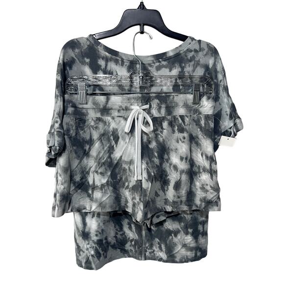 ALFANI WOMENS ULTRA SOFT CASUAL LOUNGE SHORTS SET GREY TIE DYE SIZE XS - Picture 3 of 9
